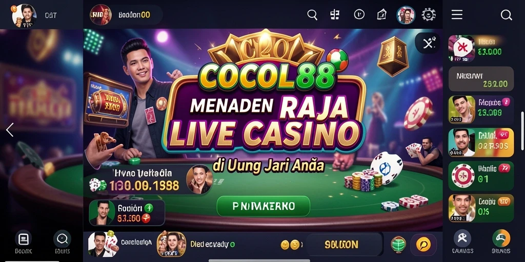 Screenshot gameplay COCOL88 yang menampilkan dealer dan pemain dengan suasana Live Casino.