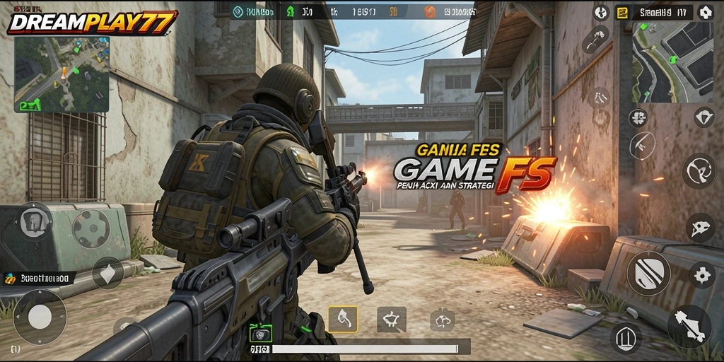 Tangkapan layar dari gameplay <strong>DREAMPLAY77</strong> dengan grafis FPS yang menawan.