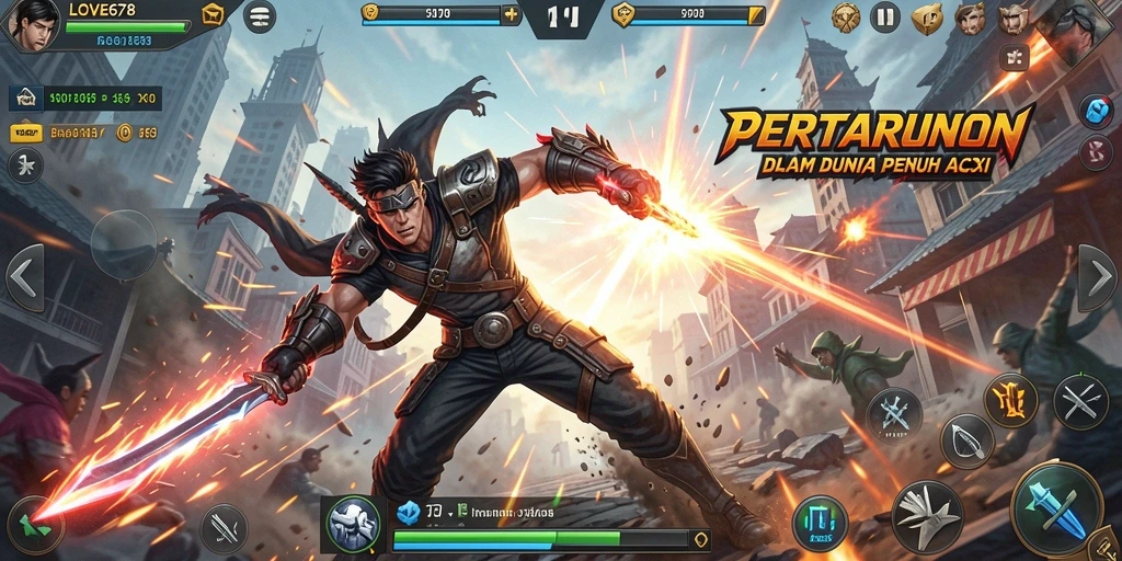 Gameplay seru dari LOVE678 dengan pertarungan aksi yang intens.
