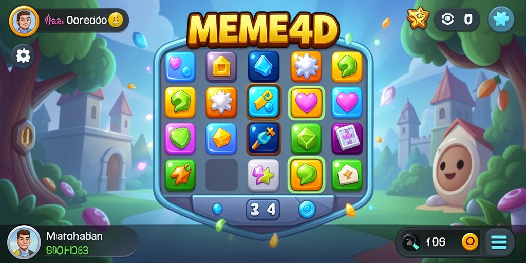 Screenshot menunjukkan gameplay Match-3 yang seru dan menantang di MEME4D.