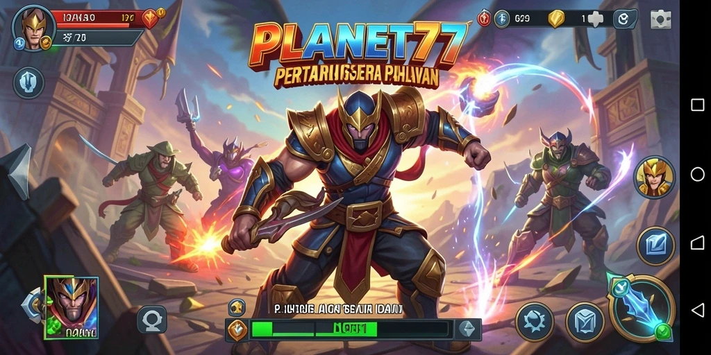 Tampilan gameplay menegangkan dari pertarungan karakter di PLANET77.