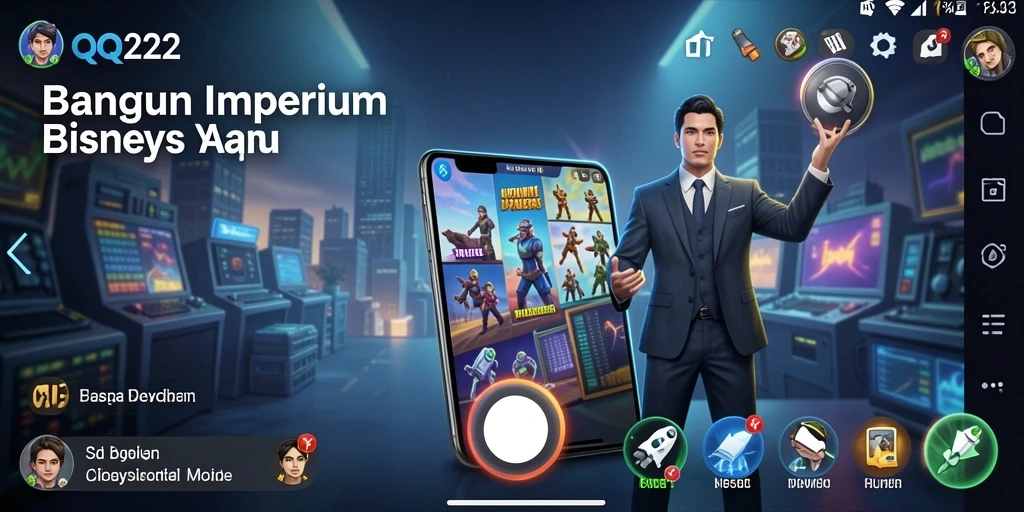 Tampilan gameplay QQ222 dengan manajemen bisnis yang strategis.
