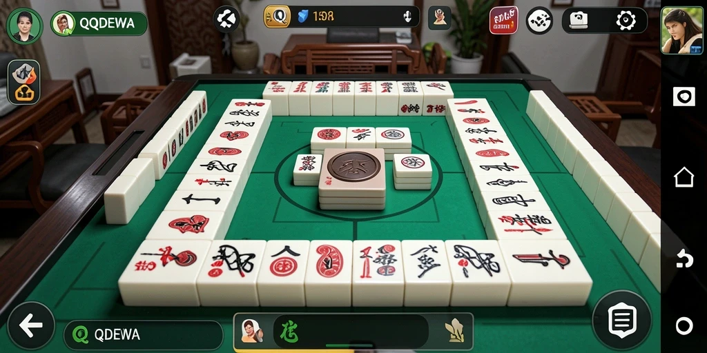 Screenshot gameplay QQDEWA yang menampilkan serunya bermain Mahjong.