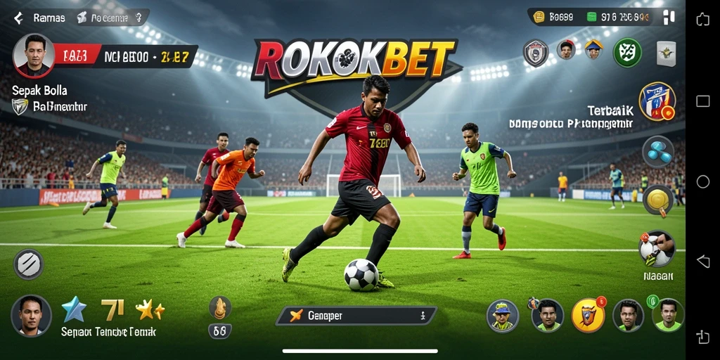 Tampilan gameplay ROKOKBET dengan aksi sepak bola yang mendebarkan.