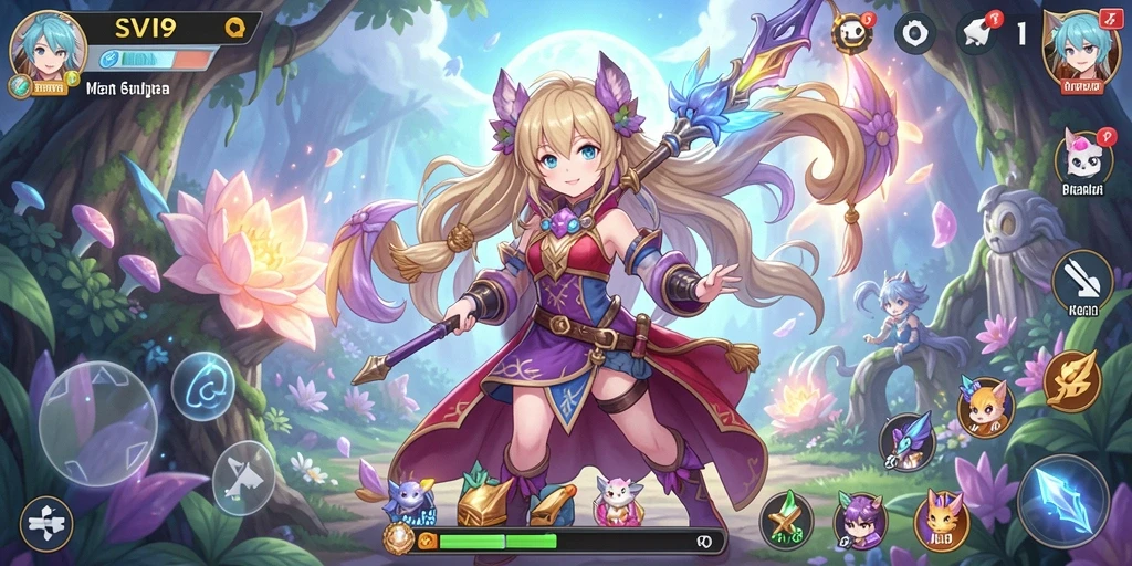 Tampilan gameplay SVIP9 menampilkan pertempuran dinamis dengan karakter Anime.