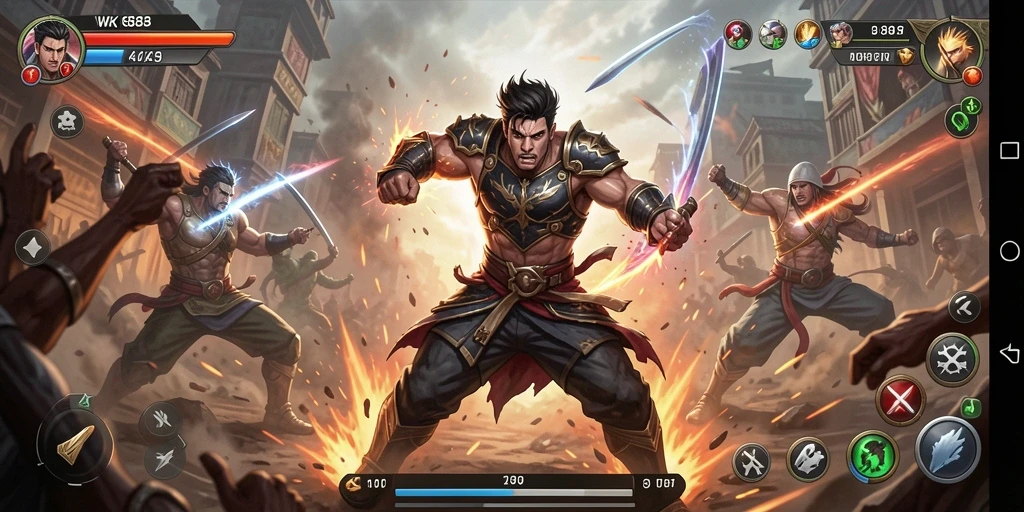 Screenshot dari gameplay WK888 menampilkan aksi pertarungan yang mendebarkan.